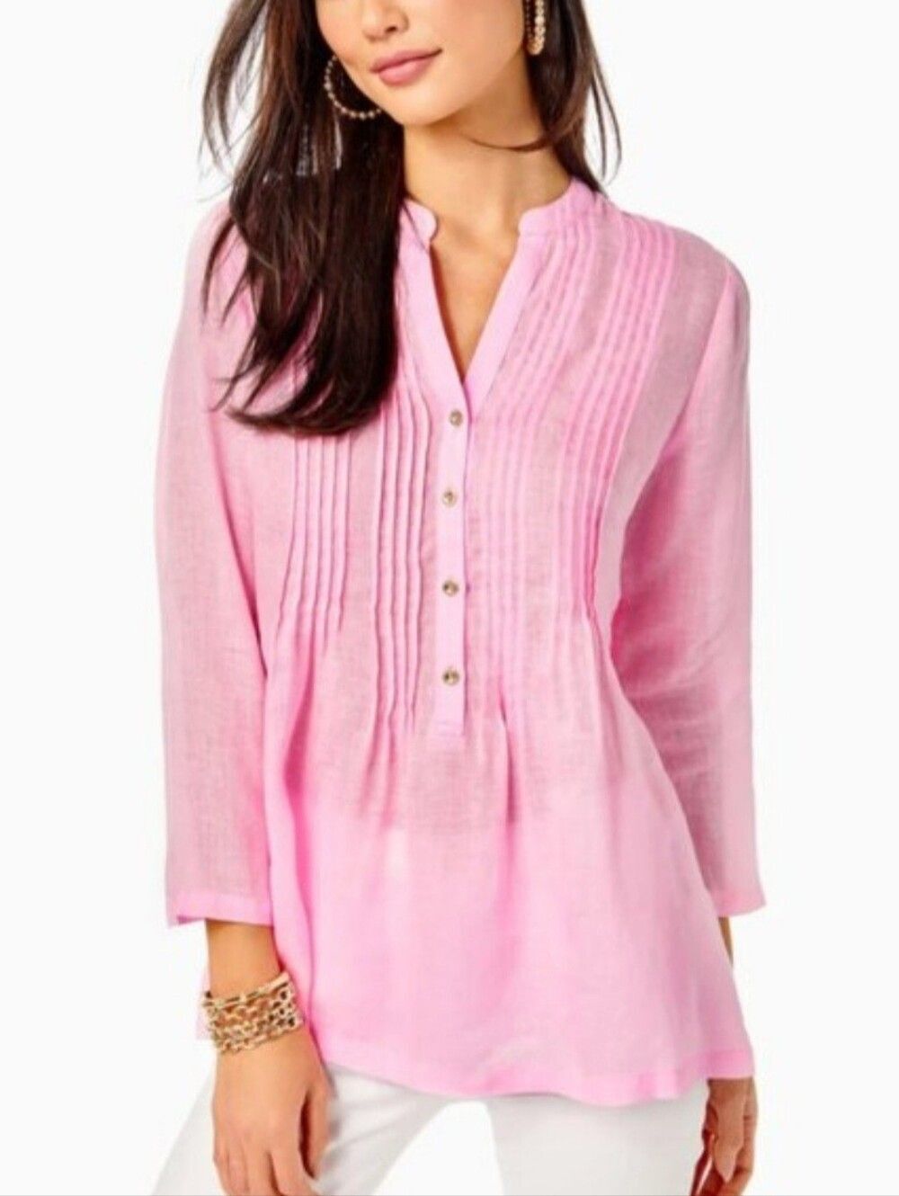 NWT LG LILLY PULITZER SARASOTA TUNIC MANDEVILLA BABY PINK